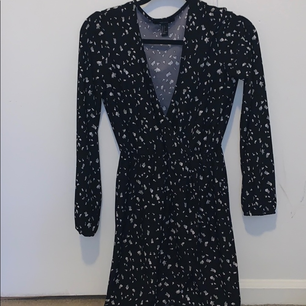 Long sleeve Black dotted dress. No wear
